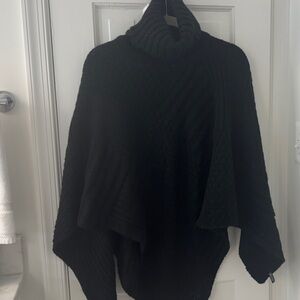 Black Textured Poncho sweater